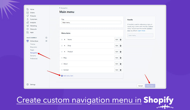 How to create a custom header menu in Shopify